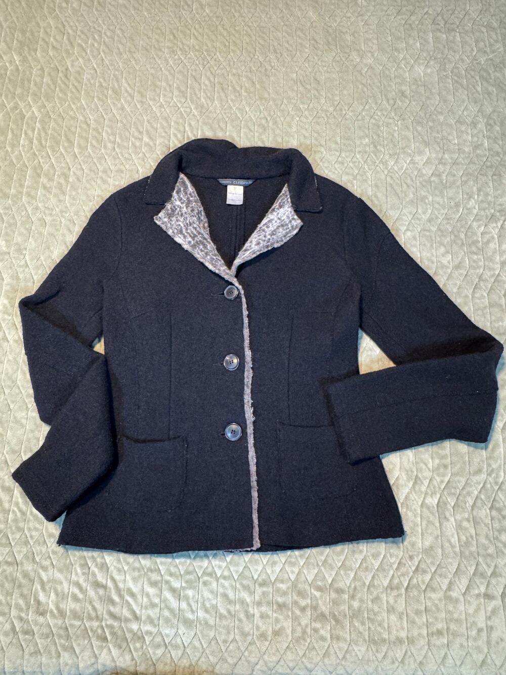 Elemente Clemente S Black 100% Virgin Wool Designer Jacket